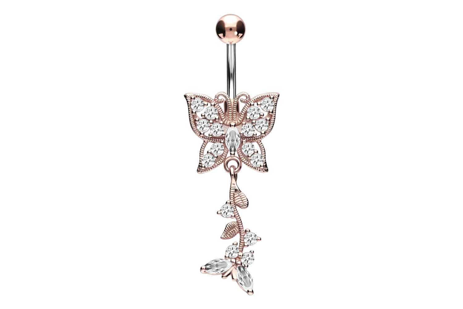 Titan Bananabell Piercing mit 925er Silber-Design SCHMETTERLINGE